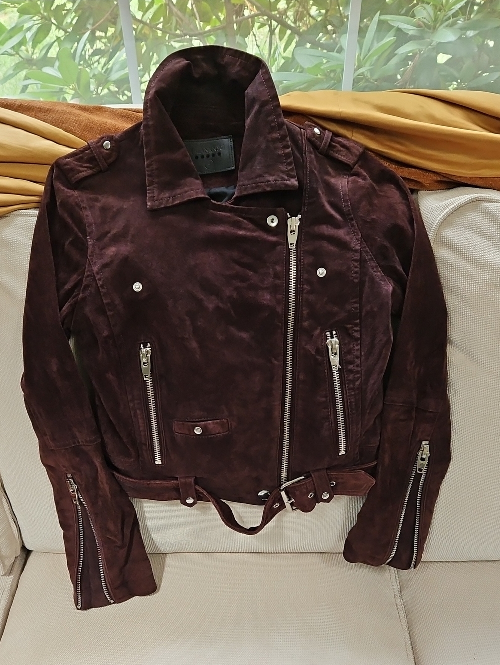 Blank NYC Burgundy Suede Moto Jacket